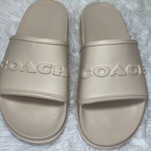 Coach Cream Slide Sandals